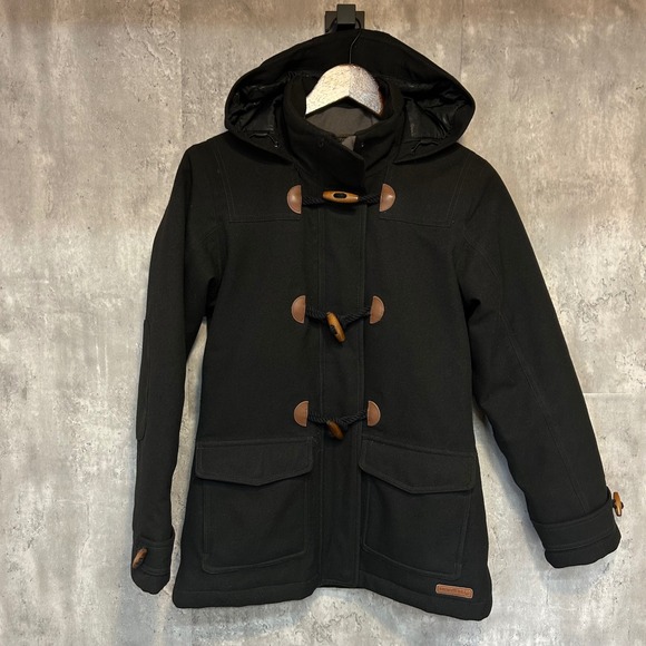 Merrell Jackets & Blazers - Merrell Opti-Shell Hooded Duffle Coat Black Toggle Parka Jacket Women's XS READ